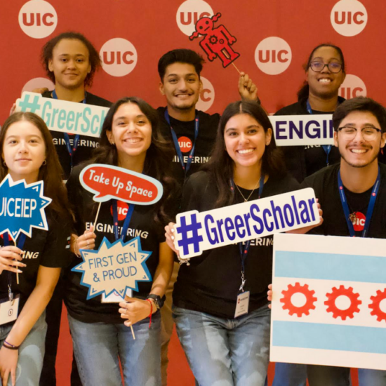 two students in the Equity and Inclusion in Engineering Program office